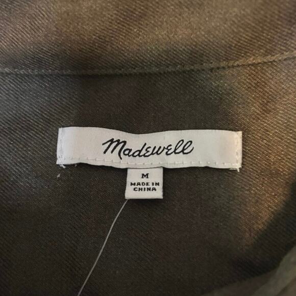 Madewell Olive Utility Twill Shirt Dress M Long Sleeve Mini NWT - Picture 7 of 9